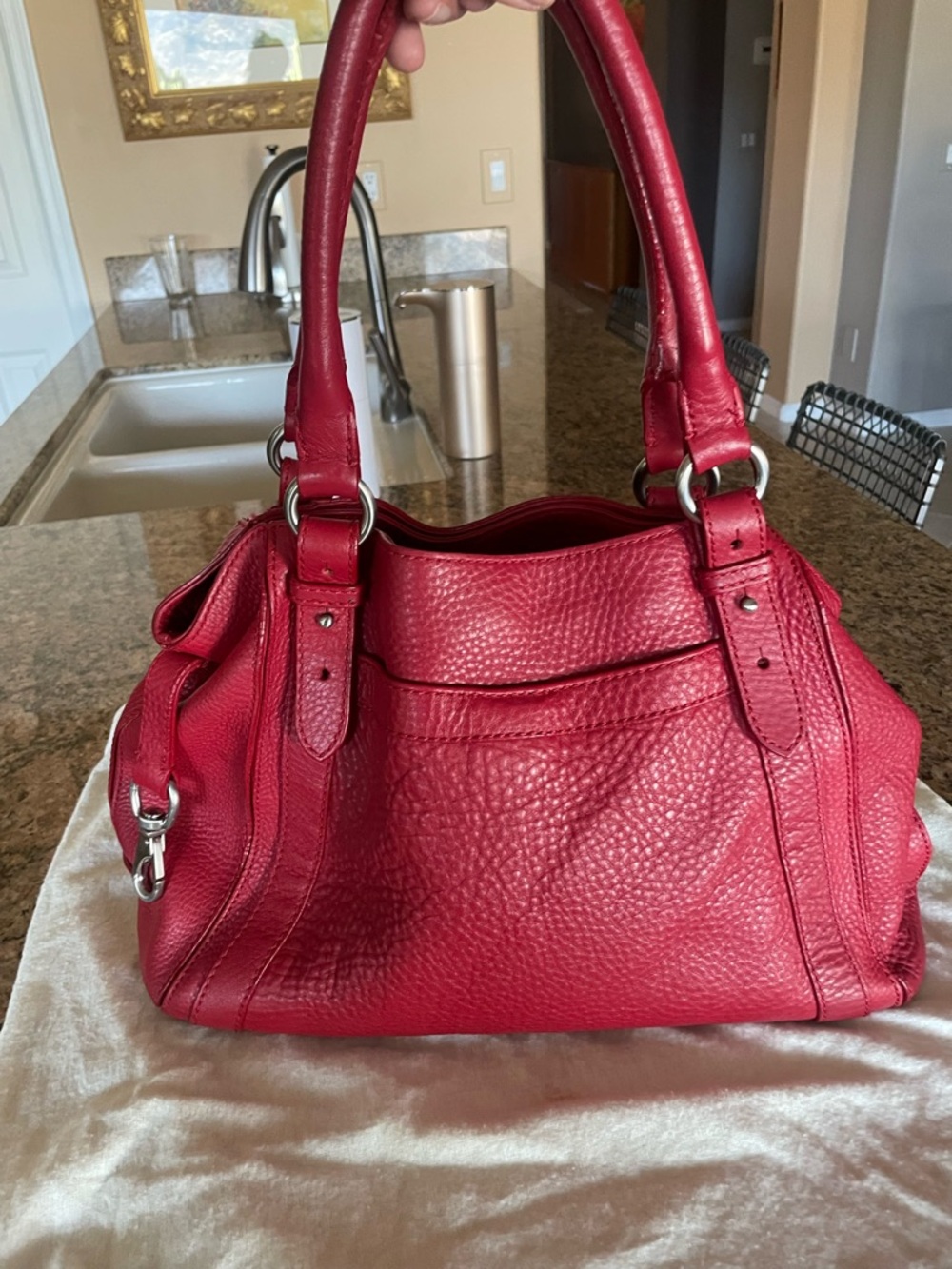 Cole hann  Red Leather Women's Bag - Classic Pebbled Tote